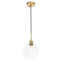 Emett 1 Light Brass And Clear Glass Pendant