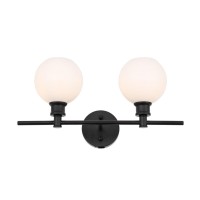 Collier 2 Light Black And Frosted White Glass Wall Sconce