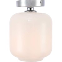 Living District Ld2271C Collier 1 Light Chrome & Frosted White Glass Flush Mount