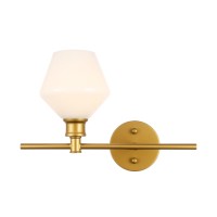 Gene 1 Light Brass And Frosted White Glass Right Wall Sconce