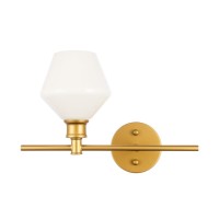 Gene 1 Light Brass And Frosted White Glass Right Wall Sconce