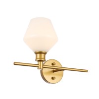 Gene 1 Light Brass And Frosted White Glass Right Wall Sconce