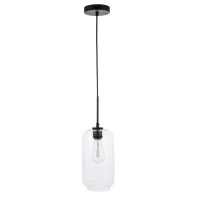 Collier 1 Light Black And Clear Glass Pendant