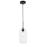 Collier 1 Light Black And Clear Glass Pendant