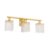 Phineas 3 Light Brass And Clear Crystals Wall Sconce