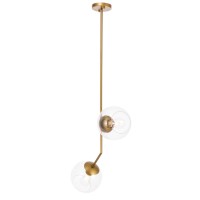 Ryland 2 Light Brass And Clear Glass Pendant