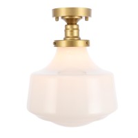 Living District Ld6245Br Lyle 1 Light Brass & Frosted White Glass Flush Mount