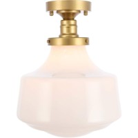 Living District Ld6245Br Lyle 1 Light Brass & Frosted White Glass Flush Mount