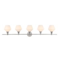 Gene 5 Light Chrome And Frosted White Glass Wall Sconce