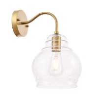 Pierce 1 Light Brass And Clear Seeded Glass Wall Sconce