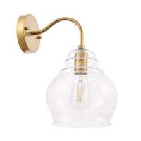 Pierce 1 Light Brass And Clear Seeded Glass Wall Sconce