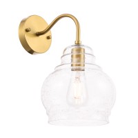 Pierce 1 Light Brass And Clear Seeded Glass Wall Sconce