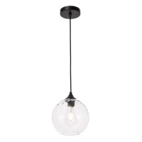 Cashel 1 Light Black And Clear Glass Pendant