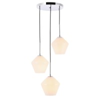 Gene 3 Light Chrome And Frosted White Glass Pendant