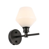 Gene 1 Light Black And Frosted White Glass Wall Sconce