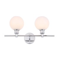 Collier 2 Light Chrome And Frosted White Glass Wall Sconce