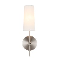 Mel 1 Light Burnished Nickel And White Shade Wall Sconce