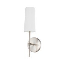 Mel 1 Light Burnished Nickel And White Shade Wall Sconce