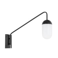 Kace 1 Light Black And Frosted White Glass Wall Sconce