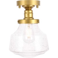 Living District Ld6248Br Lyle 1 Light Brass & Clear Seeded Glass Flush Mount