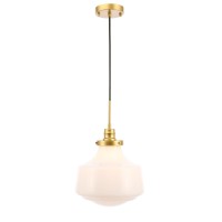 Lyle 1 Light Brass And Frosted White Glass Pendant