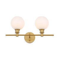 Collier 2 Light Brass And Frosted White Glass Wall Sconce