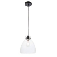 Frey 1 Light Black And Clear Glass Pendant