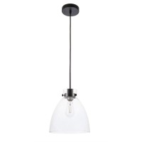 Frey 1 Light Black And Clear Glass Pendant