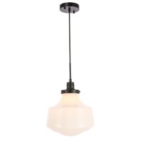 Lyle 1 Light Black And Frosted White Glass Pendant