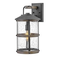 Hinkley Lakehouse Medium Wall Mount Lantern - Estate Series, 1-Light, Coastal, Aluminum, Clear Seedy Glass - Aged Zinc With Driftwood Gray Accents