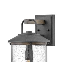 Hinkley Lakehouse Medium Wall Mount Lantern - Estate Series, 1-Light, Coastal, Aluminum, Clear Seedy Glass - Aged Zinc With Driftwood Gray Accents