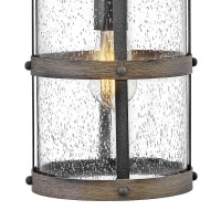 Hinkley Lakehouse Medium Wall Mount Lantern - Estate Series, 1-Light, Coastal, Aluminum, Clear Seedy Glass - Aged Zinc With Driftwood Gray Accents