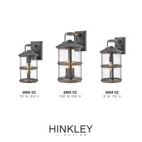 Hinkley Lakehouse Medium Wall Mount Lantern - Estate Series, 1-Light, Coastal, Aluminum, Clear Seedy Glass - Aged Zinc With Driftwood Gray Accents