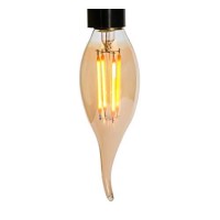 Panlavie E12 Candelabra Led Bulbs Dimmable, 40W Equivalent Vintage Led Chandelier Light Bulbs, 4W Amber Glass 2200K Flame Tip Filament Candle Bulb, Pack Of 6