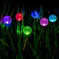 Solpex Solar Lights Garden, 3 Pack Solar Lights Outdoor, Christmas Multi-Color Changing Garden Spheres Large Outdoor Waterproof, Cracked Glass Ball Led Lights For Solar Garden Decorations