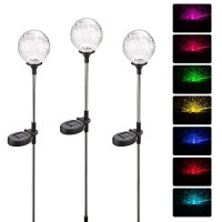 Solpex Solar Lights Garden, 3 Pack Solar Lights Outdoor, Christmas Multi-Color Changing Garden Spheres Large Outdoor Waterproof, Cracked Glass Ball Led Lights For Solar Garden Decorations