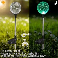 Solpex Solar Lights Garden, 3 Pack Solar Lights Outdoor, Christmas Multi-Color Changing Garden Spheres Large Outdoor Waterproof, Cracked Glass Ball Led Lights For Solar Garden Decorations