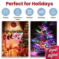 Prextex Christmas Lights (20 Feet, 100 Lights) - Multi Color Christmas Tree Lights Indoor With Green Wire - Colorful Holiday Christmas Light Indoor String Lights - Warm Multi Color Twinkle Lights