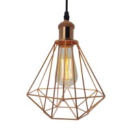 Innoteck Ds-1066 Vintage Ceiling Pendant Light Shade - Retro Rose Copper Metal Cage Chandelier Lampshade