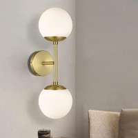 Light Society Brushed Brass And Clear Glass Zeno 2-Light Globe Wall Sconce, Mid Century Modern Retro Vintage Style