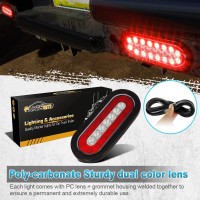 Partsam 2Pcs 63 Inch Oval Truck Trailer Led Tail Stop Brake Lights Taillights Running Red And White Backup Reverse Lights Sea