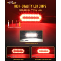 4 6 Oval RedWhite 23 LED Stop Tail Turn Brake Reverse Reflective Lights wRubber Mount Description LED Color RedWhite Voltage12V LED Quantity 23 LED Inner White 7 LED Outer Red 16 LED Combination Light 16 LED Red Outer Ring for Stop Turn Tail Light Functio