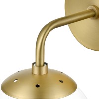 Light Society Ls-W264-Bb-Cl Zeno Brushed Brass And Clear Glass Globe Wall Sconce, Mid Century Modern Retro Vintage Style