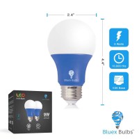 Bluex Bulbs Led A19 Light Bulb, 9W (60W Equivalent), Blue, E26 Base, 2-Count Package, 850 Lumen, Long Lifespan, Energy Saving, Non Dimmable, Indoor Outdoor