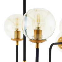 Modway Eei-2884 Ambition Industrial Modern Black Metal And Glass Pendant, 12-Light Chandelier, Yellow