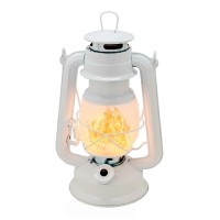 Yakii Led Vintage Flame Lantern Metal Outdoor Hanging Lantern With Dancing Flame Battery Operated Halloween Outdoor Indoor Decoration(White)