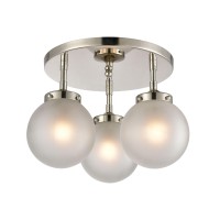 Boudreaux 3-Light Semi Flush Mount In Polished Nickel With Frosted