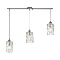 Ezra 3-Light Pendant In Polished Chrome With Textured Clear Crystal