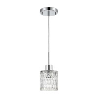 Ezra 1-Light Mini Pendant In Polished Chrome With Textured Clear Crystal