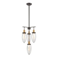 Shinzu 4-Light Chandelier In Oil Rubbed Bronze With Clear Water Glass